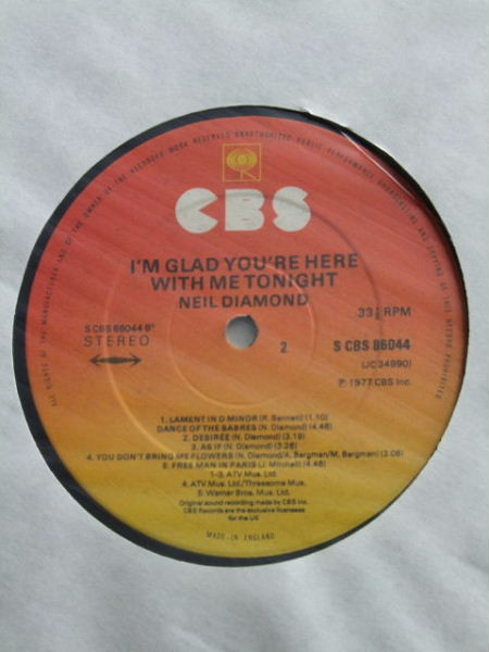 Neil Diamond - I'm Glad You're Here With Me Tonight - Used Vinyl Reco image 4