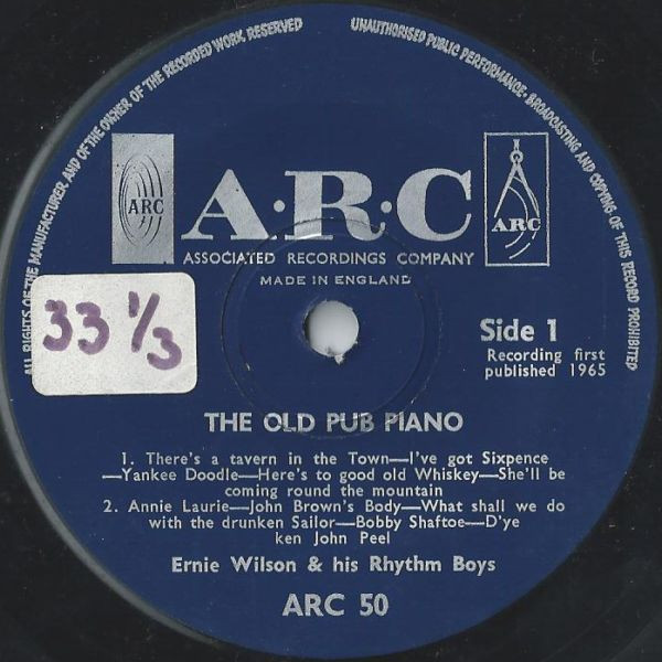 Ernie Wilson And His - Old Pub Piano - Used Vinyl Record 7" image 3