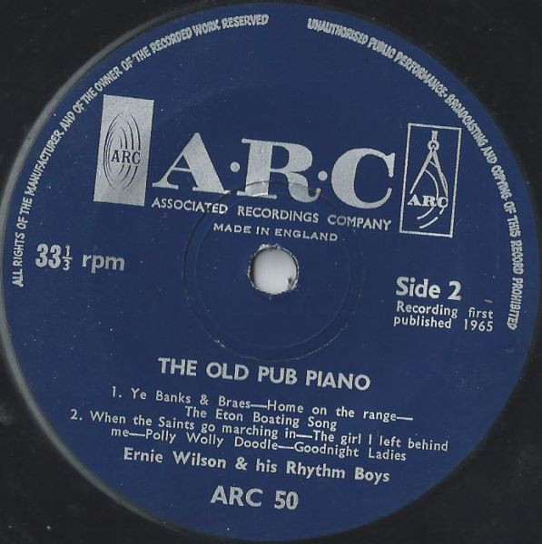 Ernie Wilson And His - Old Pub Piano - Used Vinyl Record 7" image 4