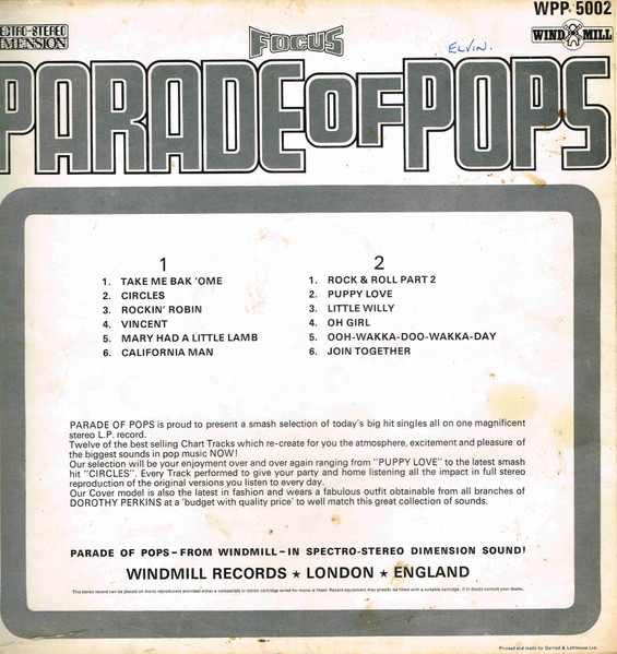 Various - Focus Parade Of Pops - Used Vinyl Record image 2