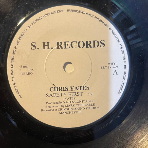 Chris Yates - Safety First - Used Vinyl Record 7" image 3