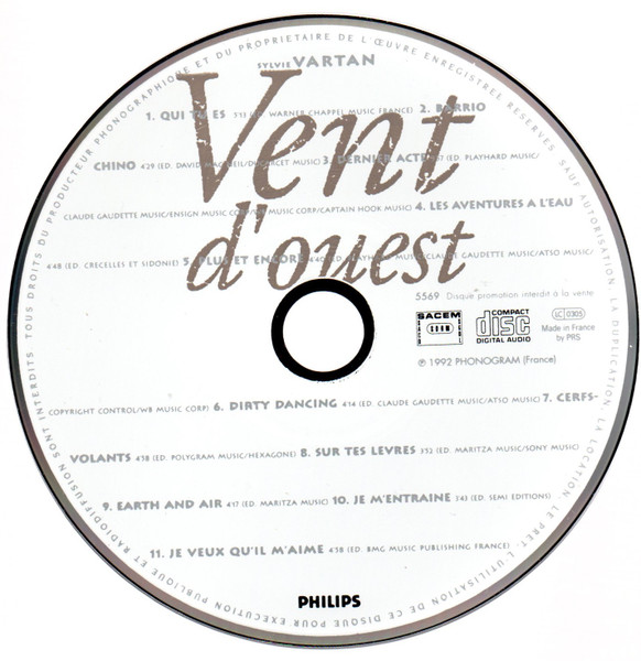 Sylvie Vartan - Vent D'ouest - Used CD image 7