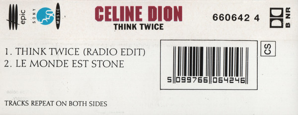 Celine Dion - Think Twice - Used Cassette image 3