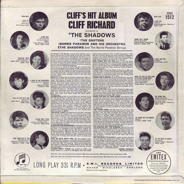 Cliff Richard - Cliff's Hit Album - Used Vinyl Record image 2
