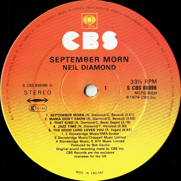 Neil Diamond - September Morn - Used Vinyl Record image 3