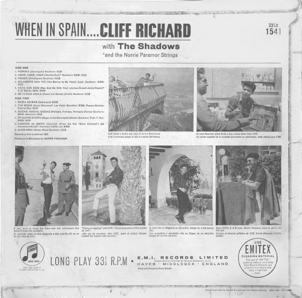 Cliff Richard & The - When In Spain... - Used Vinyl Record image 2