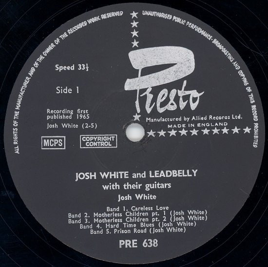 Josh White - With Their Guitars - Used Vinyl Record image 3