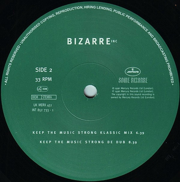 Bizarre Inc - Keep The Music Strong - Used Vinyl Record 12" image 4