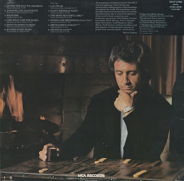 Tony Christie - Best Of - Used Vinyl Record image 2