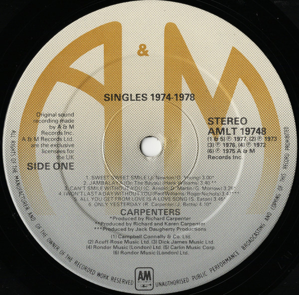 Carpenters - Singles 1974-1978 - Used Vinyl Record image 4
