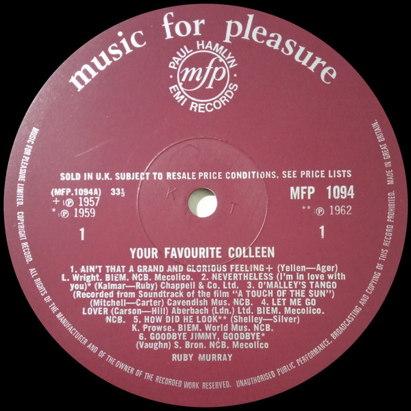 Ruby Murray - Your Favourite Colleen - Used Vinyl Record image 3