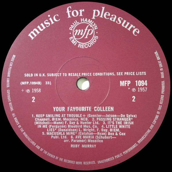 Ruby Murray - Your Favourite Colleen - Used Vinyl Record image 4