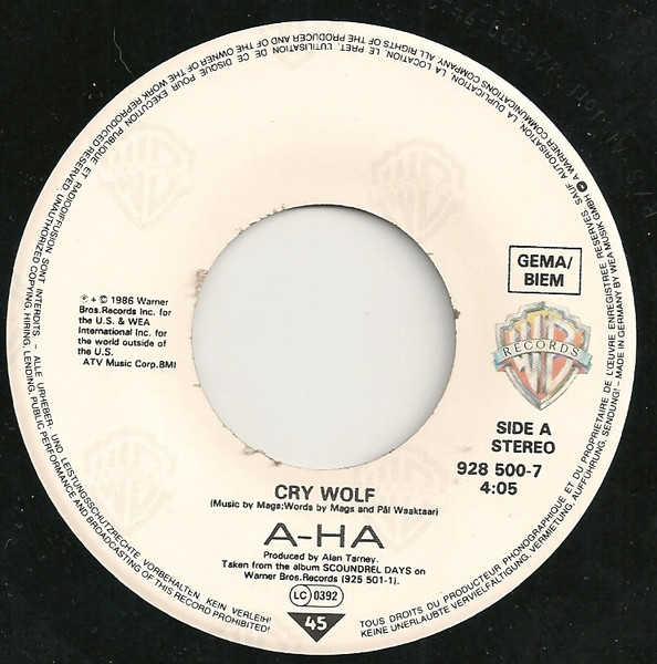 a-ha - Cry Wolf - Used Vinyl Record 7" image 4