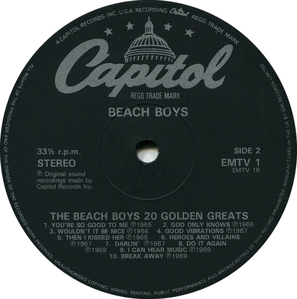 Beach Boys - 20 Golden Greats - Used Vinyl Record image 4