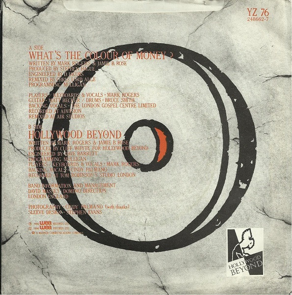 Hollywood Beyond - What's The Colour Of Money? - Used Vinyl Record 7" image 2