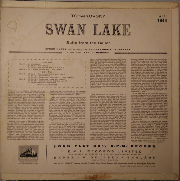 Pyotr Ilyich Tchaiko - Swan Lake: Suite From The Ballet - Used Vinyl image 2