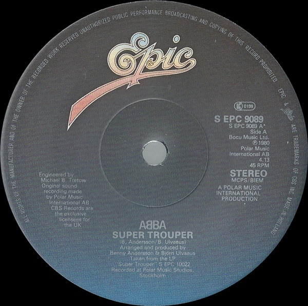 ABBA - Super Trouper / The Piper - Used Vinyl Record 7" image 3