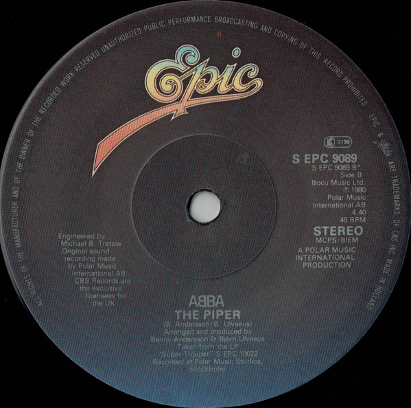 ABBA - Super Trouper / The Piper - Used Vinyl Record 7" image 4