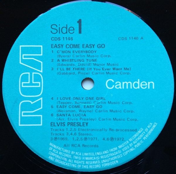 Elvis Presley - Easy Come, Easy Go - Used Vinyl Record image 3