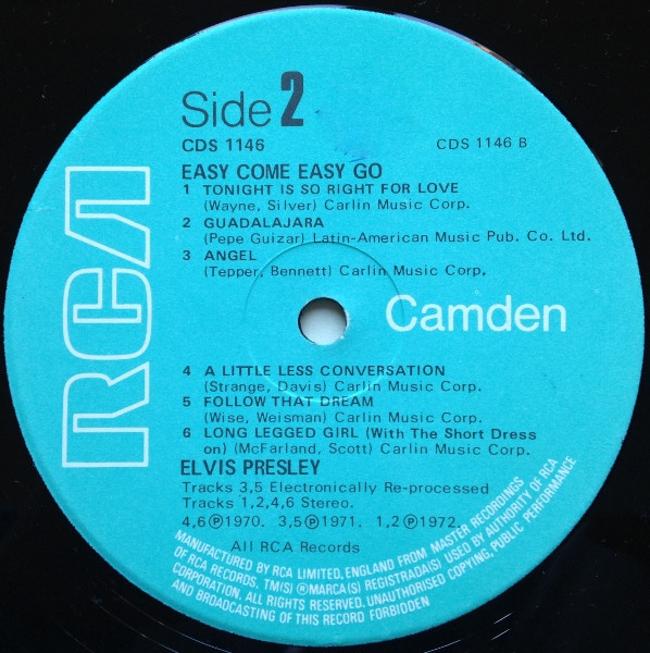 Elvis Presley - Easy Come, Easy Go - Used Vinyl Record image 4