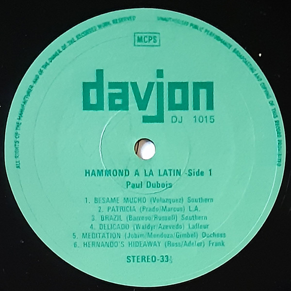 Paul Dubois - Hammond A La Latin - Used Vinyl Record image 3