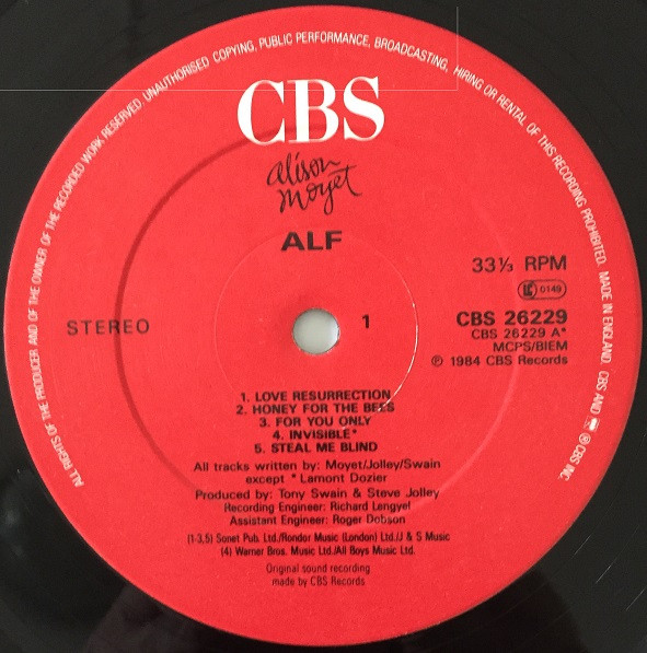 Alison Moyet - Alf - Used Vinyl Record image 3
