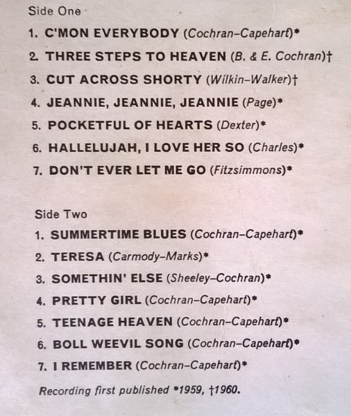 Eddie Cochran - Memorial Album - Used Vinyl Record image 5