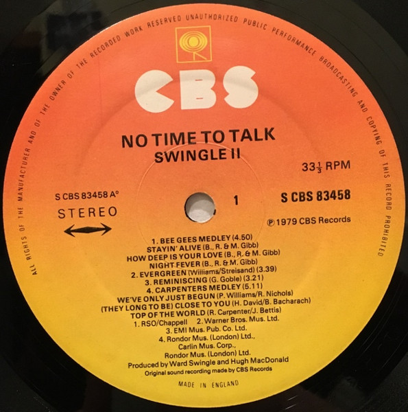 Swingle II - No Time To Talk - Used Vinyl Record image 3