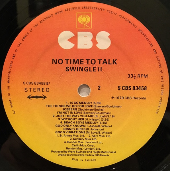 Swingle II - No Time To Talk - Used Vinyl Record image 4