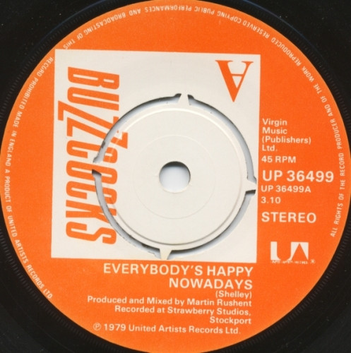 Buzzcocks - Everybody's Happy Nowadays - Used Vinyl Record 7" image 3