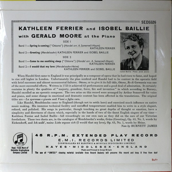 Kathleen Ferrier - With  At The Piano - Used Vinyl Record 7" image 2