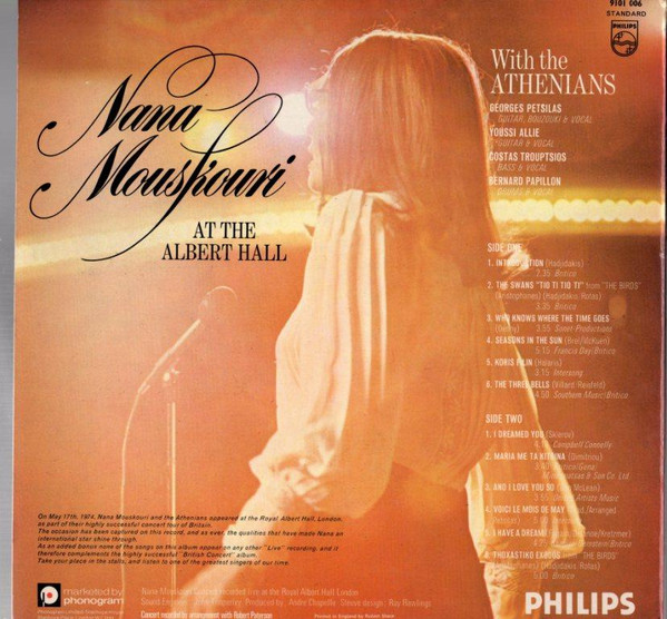 Nana Mouskouri - At The Albert Hall - Used Vinyl Record image 2