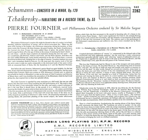 Pierre Fournier - Cello Concerto In A Minor / Variations On A Rococo Th image 2