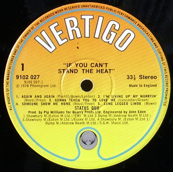 Status Quo - If You Can't Stand The Heat - Used Vinyl Record image 3