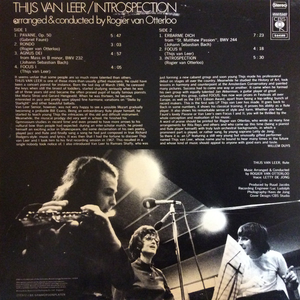 Thijs Van Leer - Introspection - Used Vinyl Record image 2