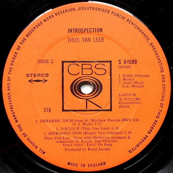 Thijs Van Leer - Introspection - Used Vinyl Record image 4