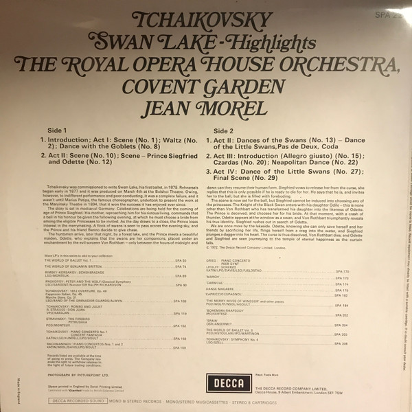 Pyotr Ilyich Tchaiko - Swan Lake - Highlights - Used Vinyl Record image 2