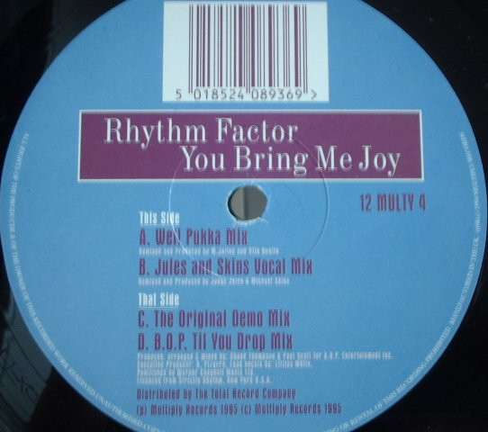Rhythm Factor - You Bring Me Joy - Used Vinyl Record 12" image 3