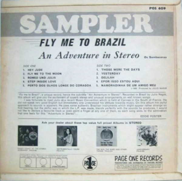 Os Sambacanas - Fly Me To Brazil - Used Vinyl Record image 2