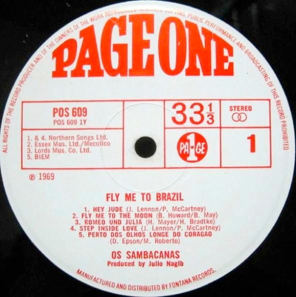 Os Sambacanas - Fly Me To Brazil - Used Vinyl Record image 3