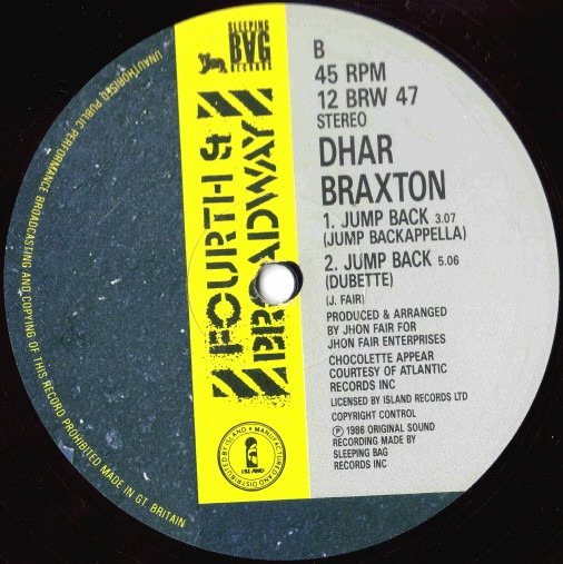 Dhar Braxton - Jump Back (Set Me Free) - Used Vinyl Record 12" image 3