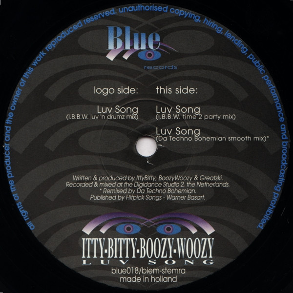 Itty Bitty Boozy Woo - Luv Song - Used Vinyl Record 12" image 3