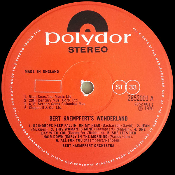 Bert Kaempfert - 's Wonderland - Used Vinyl Record image 3