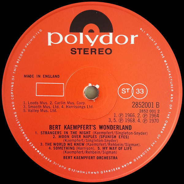 Bert Kaempfert - 's Wonderland - Used Vinyl Record image 4