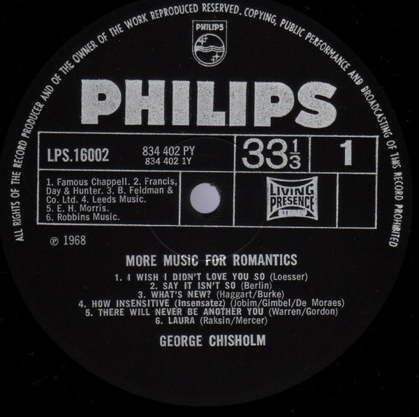 George Chisholm - More Music For Romantics - Used Vinyl Record image 3
