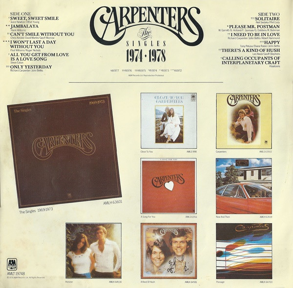 Carpenters - Singles 1974-1978 - Used Vinyl Record image 5