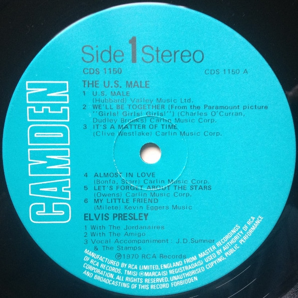 Elvis Presley - U.S. Male - Used Vinyl Record image 3