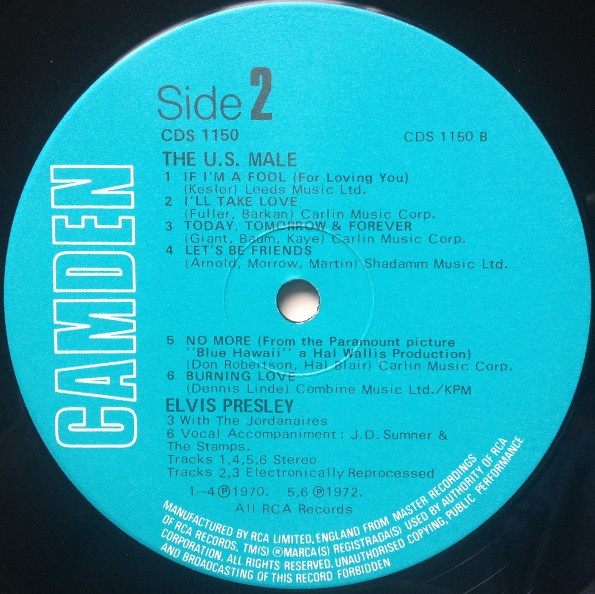 Elvis Presley - U.S. Male - Used Vinyl Record image 4