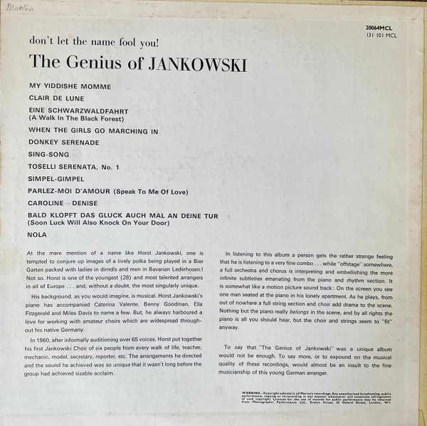 Horst Jankowski - Genius Of Jankowski! - Used Vinyl Record image 2