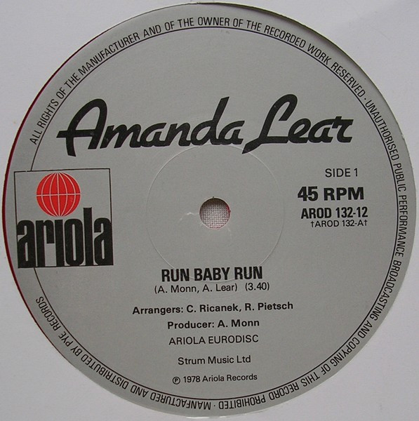 Amanda Lear - Run Baby Run - Used Vinyl Record 12" image 2